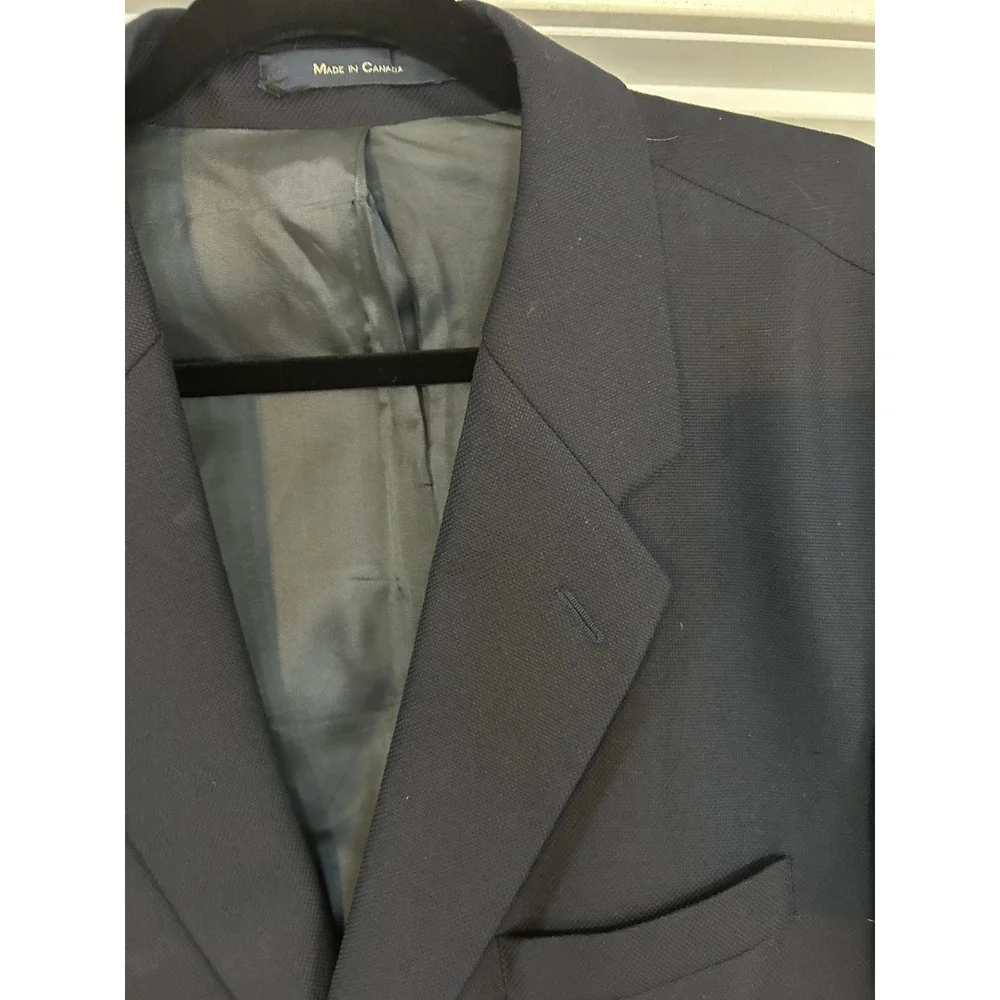 Ralph Lauren Mens 42R Navy Blue 100% Wool Blazer Sport Coat Made Canada Preppy